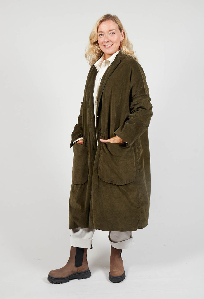 Velvet Loose Coat in Olive – Olivia May