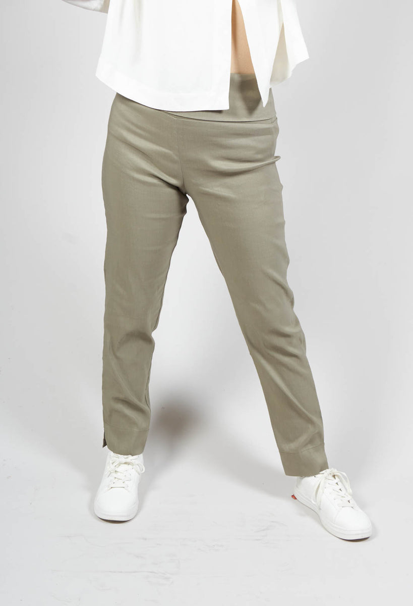 Pull on Trousers with Folded Waistband in Navy