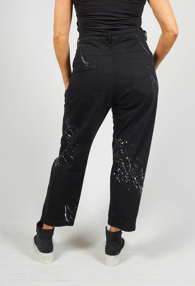 Denim Jeans with Contrasting Paint Detail in Black Olivia May