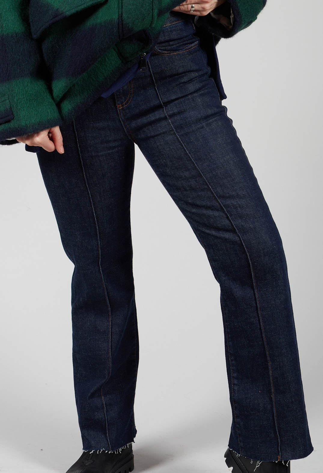 Straight Leg Jeans with Seam Detail in Blue