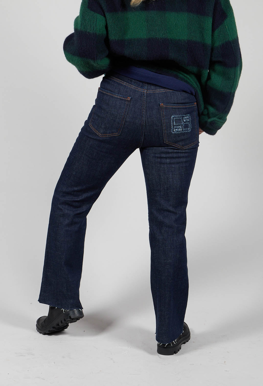 Straight Leg Jeans with Seam Detail in Blue