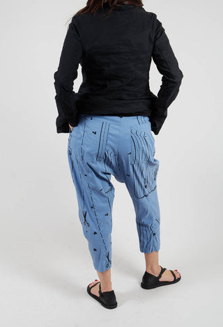 Pull On Drop Crotch Trousers in Sloe Black Allover