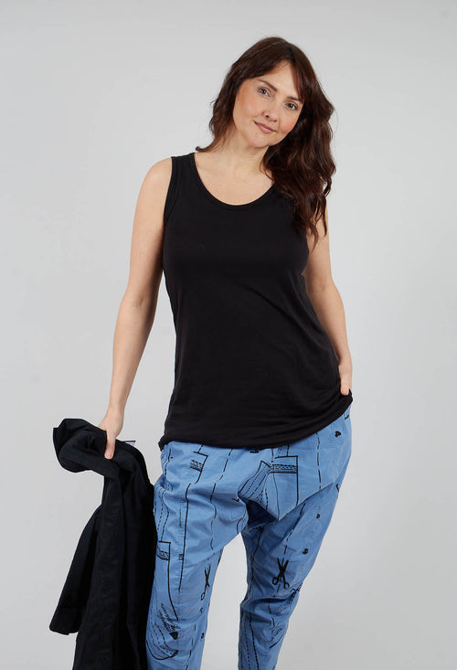 Double Fabric Vest Top in Black