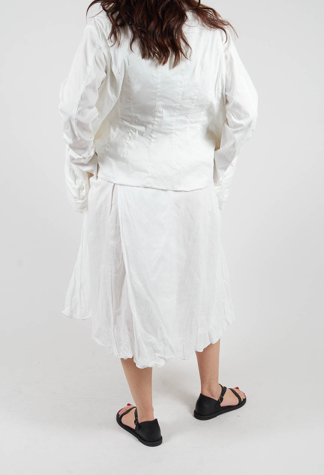 Bubble Hem Skirt with Pleat Detail in Off White