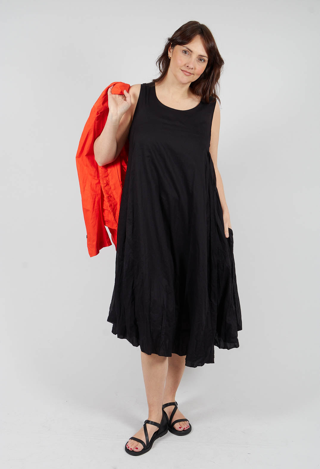 Bubble Hem Sleeveless Dress in Black