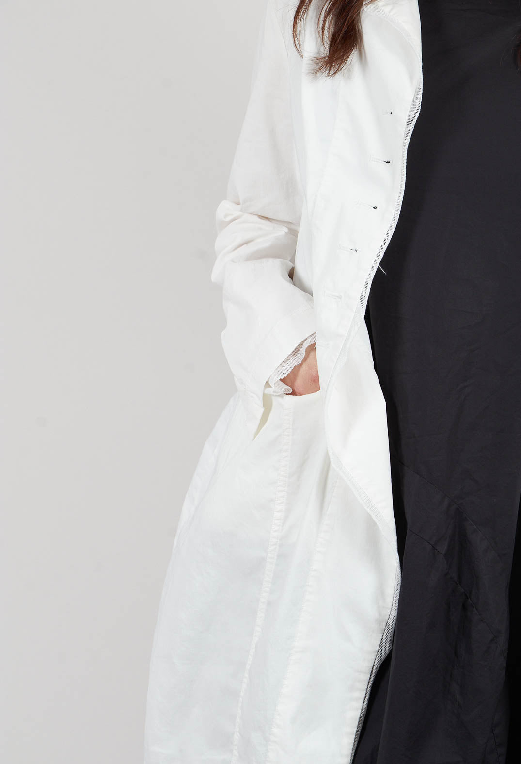 Button Through Coat in Offwhite