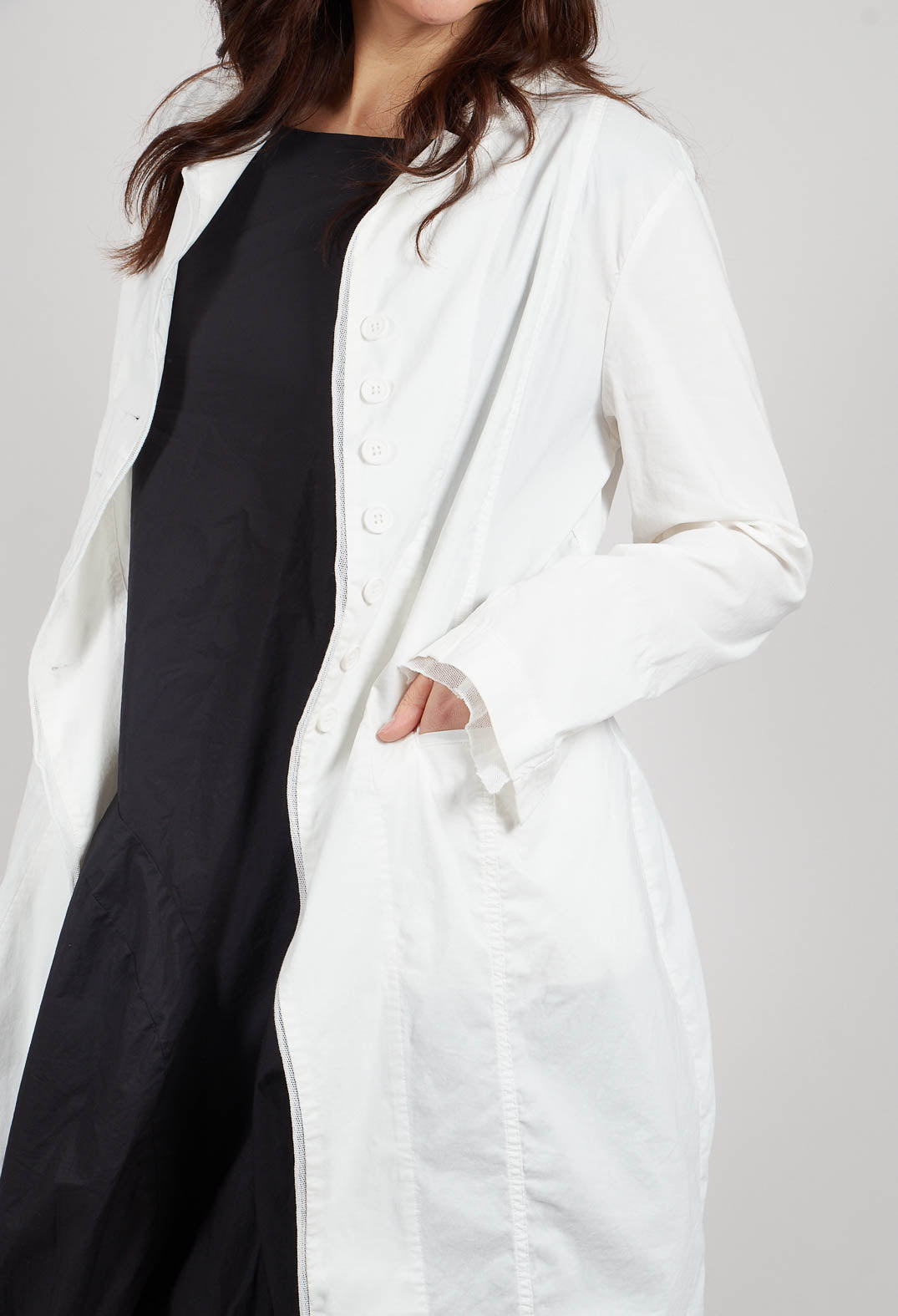 Button Through Coat in Offwhite