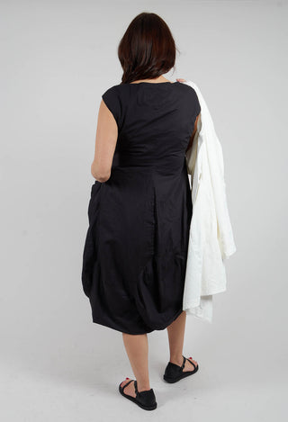 Tulip Hem Dress with Large Pockets in Black