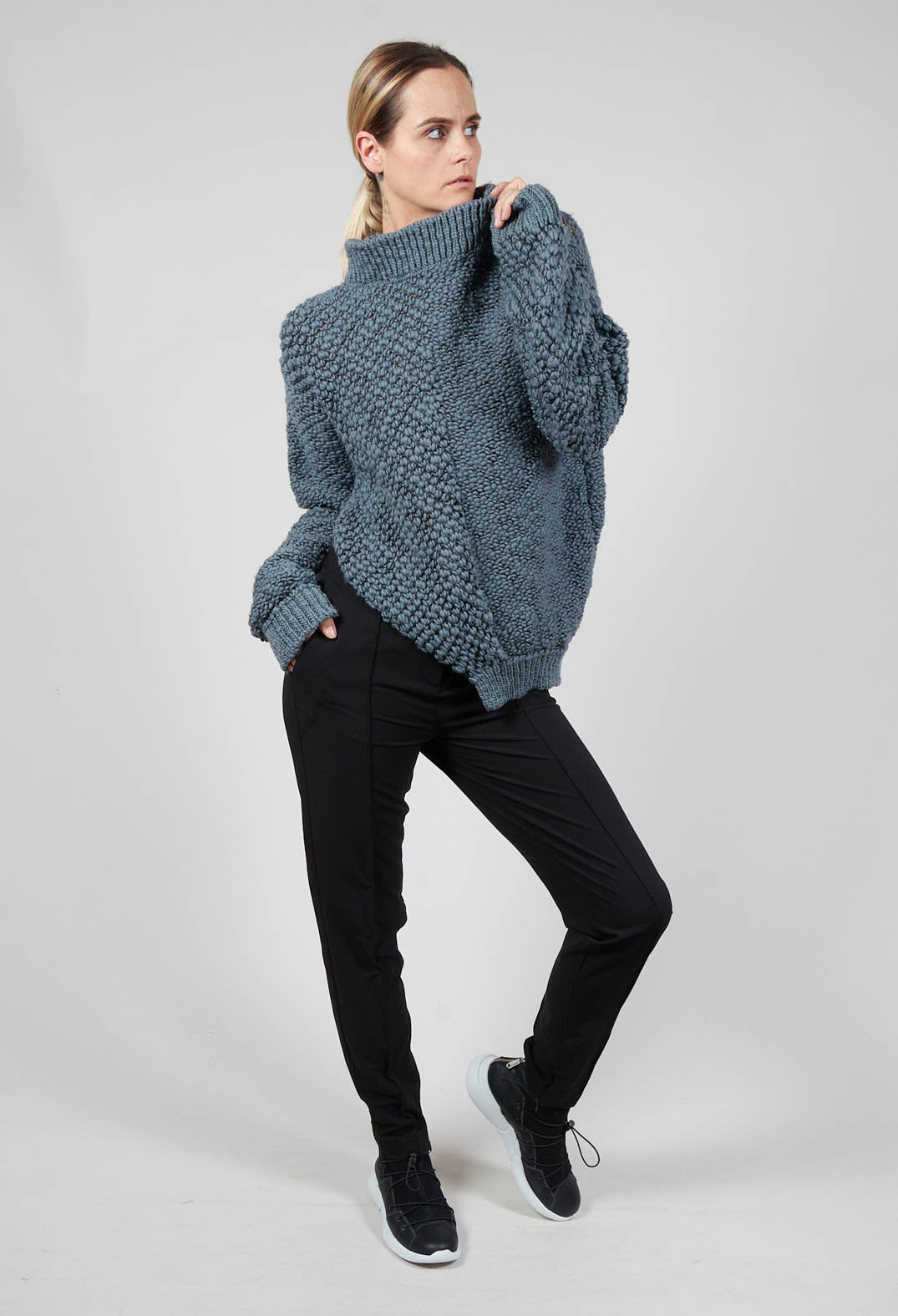 Tricot Cimabue Relaxed Fit High Neck Jumper in Seruleo – Olivia May