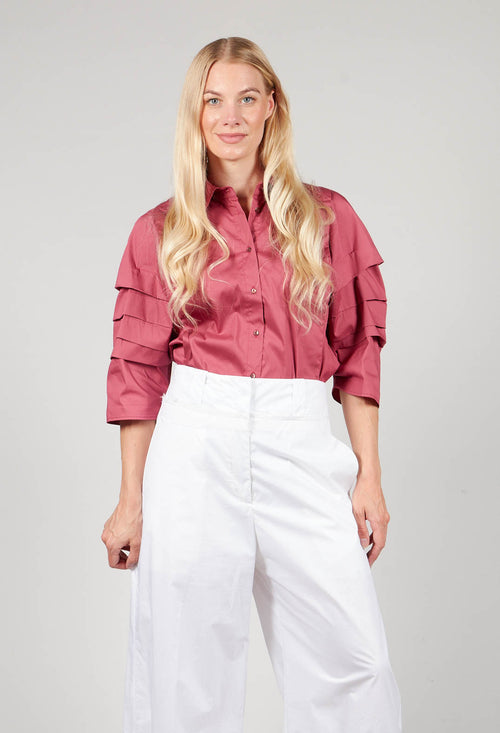 Shirt with Pleated Sleeves in Chianti Glicine