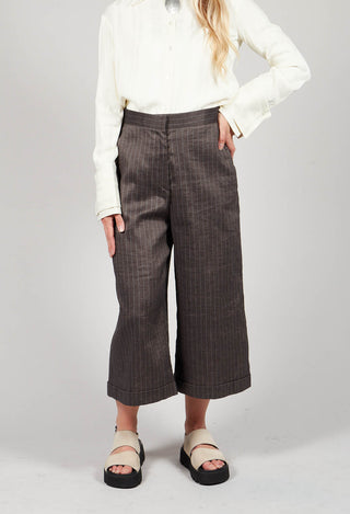 Cropped Wide Fit Striped Tailored Trousers in Balinese Fango