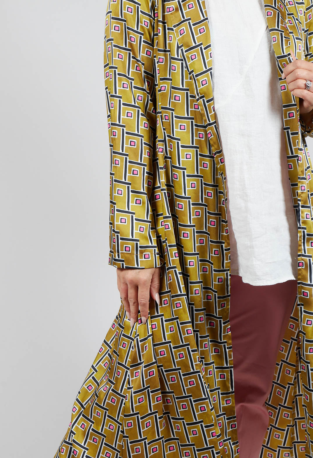 Patterned duster coat best sale