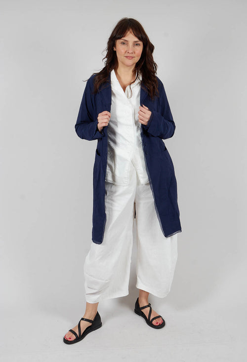 Button Through Coat in Navy