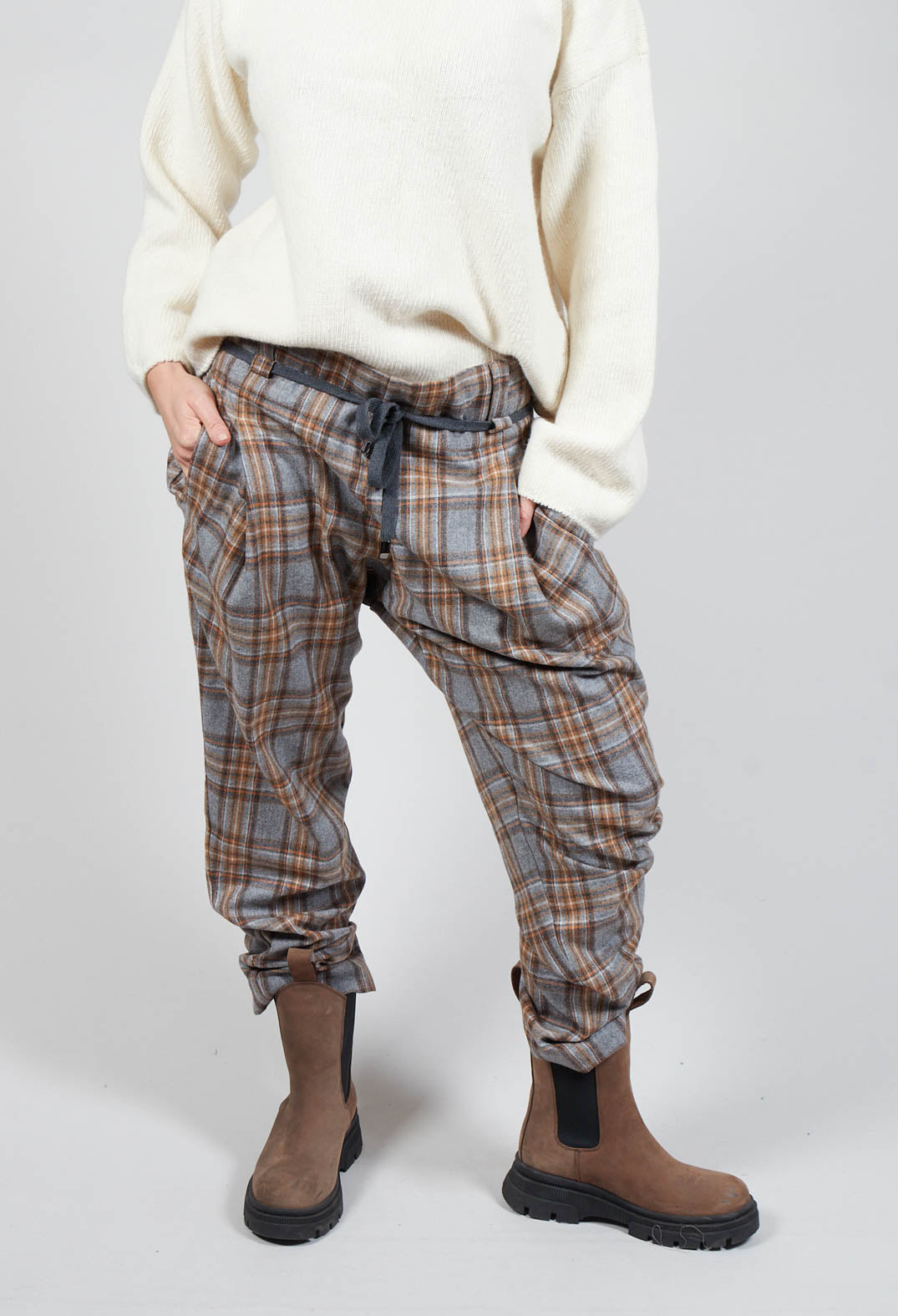 Khaki check pants women's high waist slimming early autumn new Korean style  Harem pants streetwear harajuku lattice trousers - AliExpress
