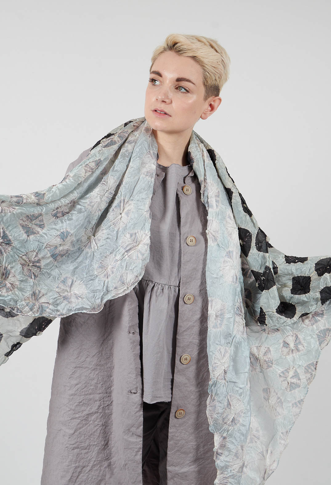 Silk Scarf in Black/Grey