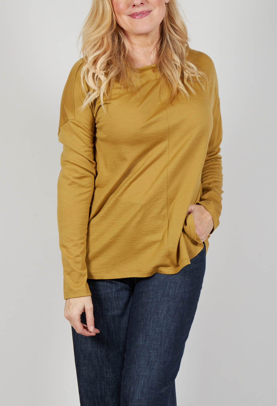 Shirt with Button in Ocher