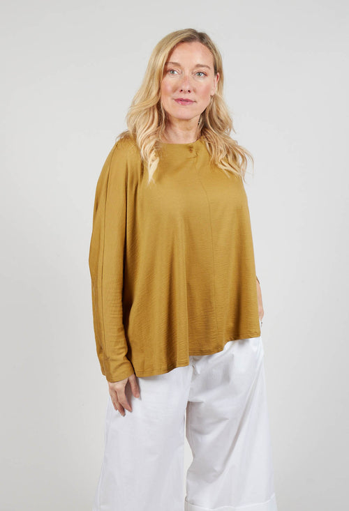 Wide Neck Button Top in Ocher