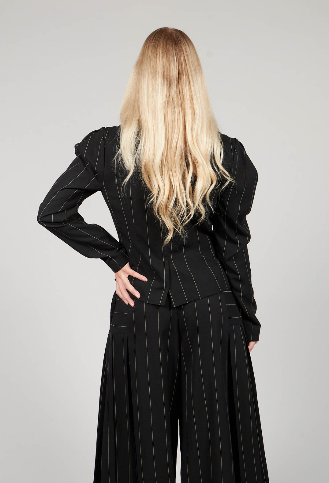 Pinstripe Blazer in Nero