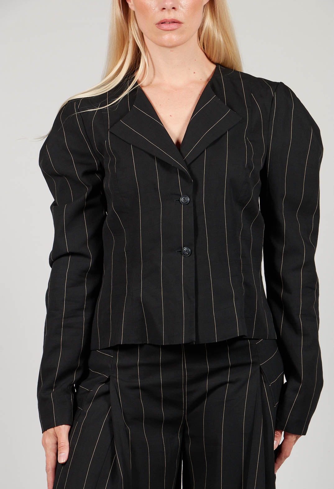 Pinstripe Blazer in Nero