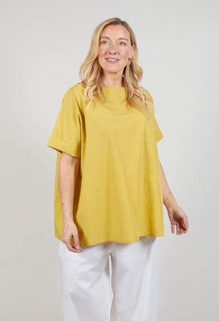 Wide Neck Boxy Top with Front Pocket in Giallo