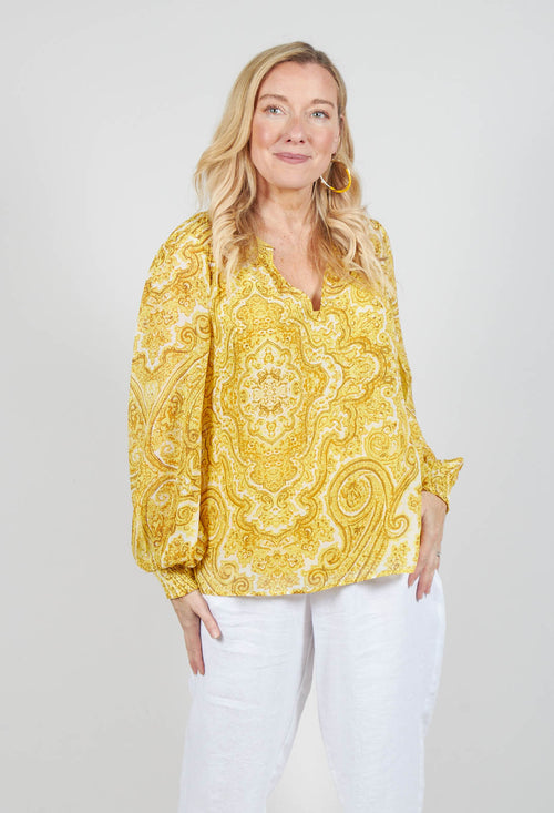 Nora Blouse in Paisley Yellow