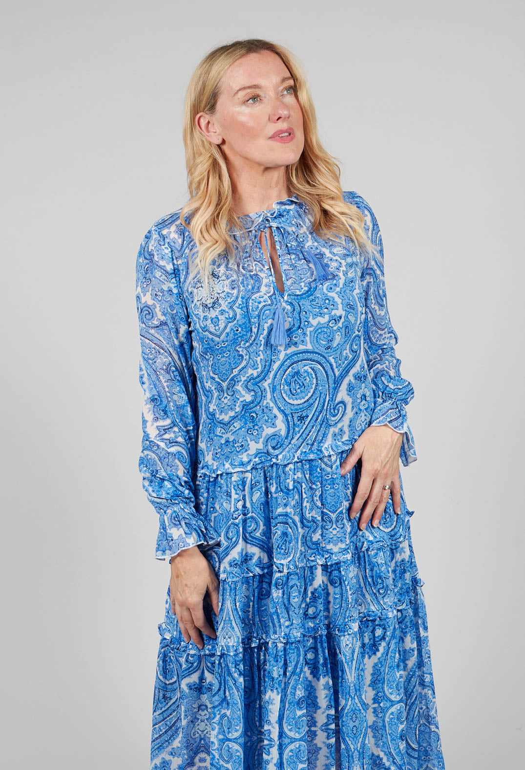 Viola Dress in Paisley Blue