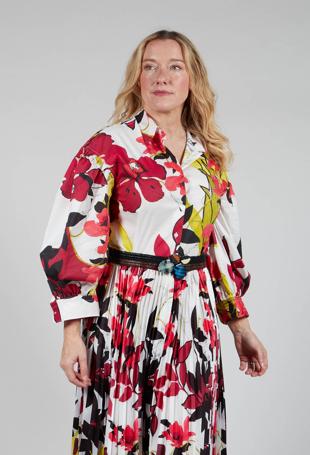 Pleated Shirt Dress in Idem/Floral Jungle