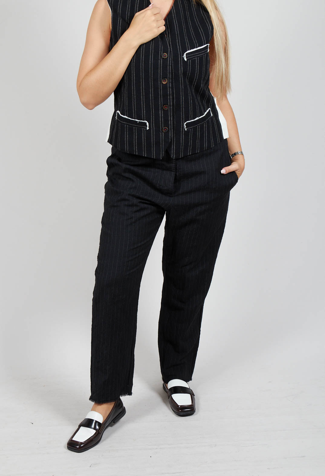 Straight Leg Pinstripe Trousers