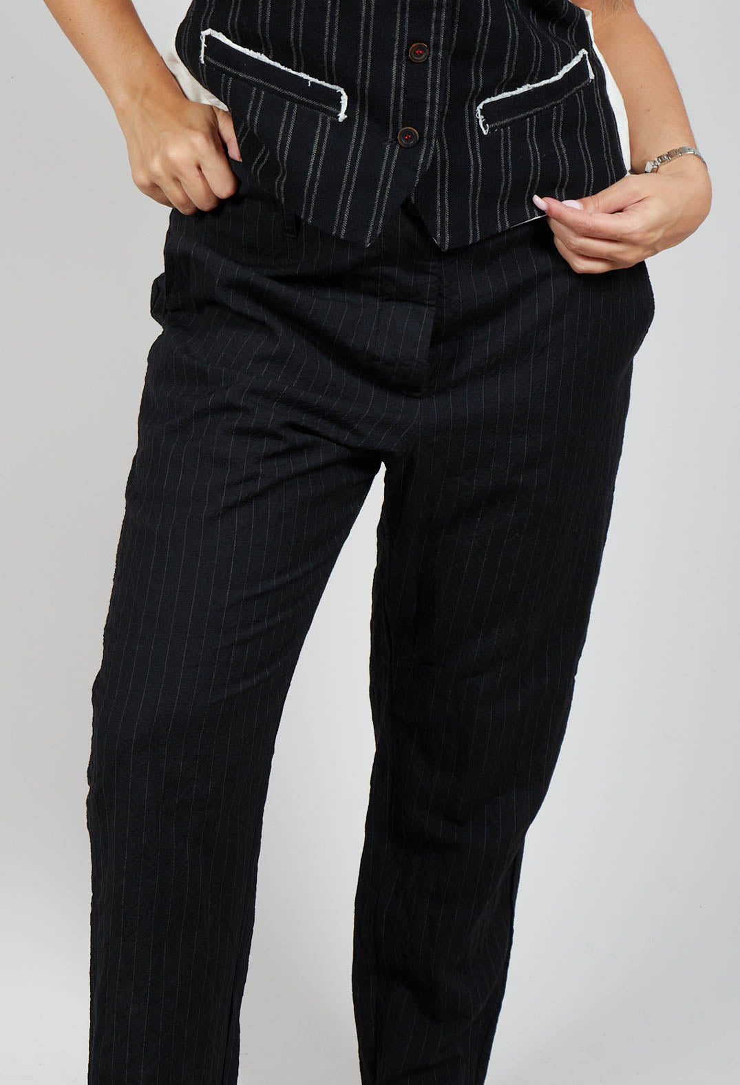 Straight Leg Pinstripe Trousers