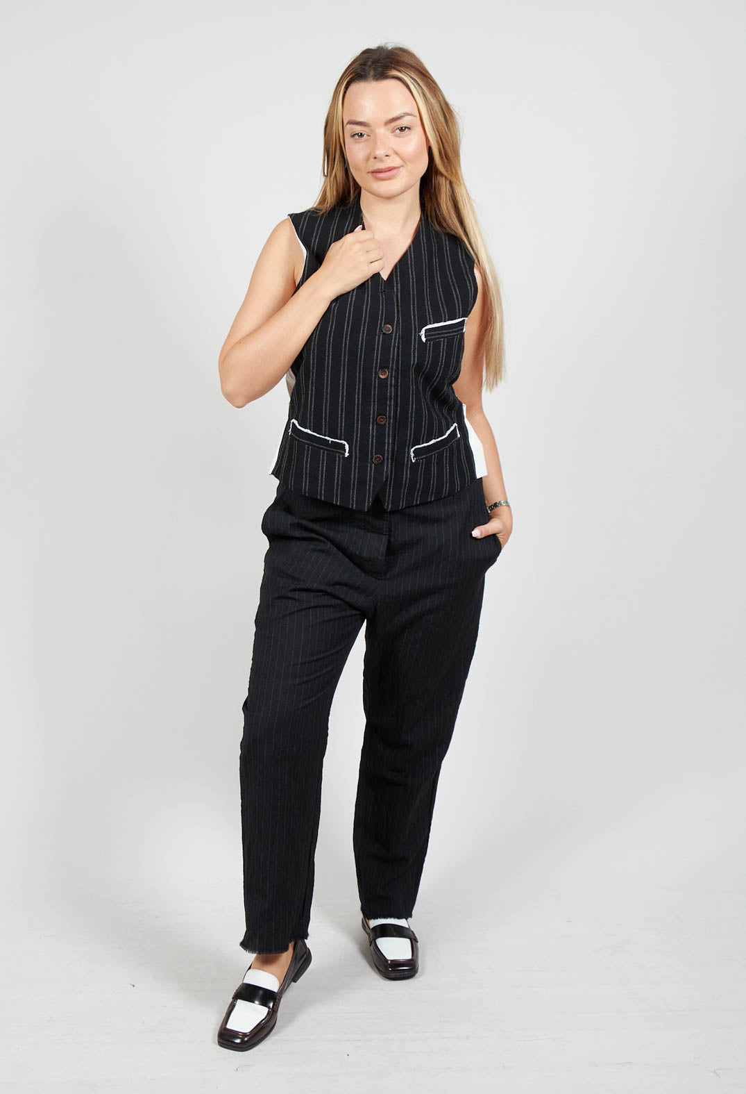 Straight Leg Pinstripe Trousers