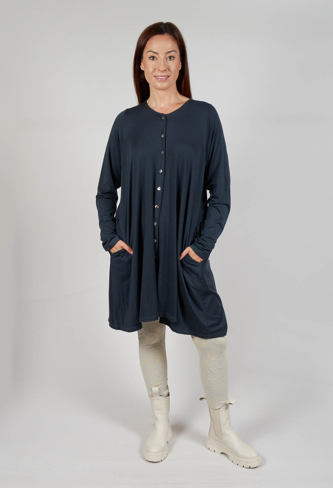 Komplettig Jersey Coat in Versteck Blue