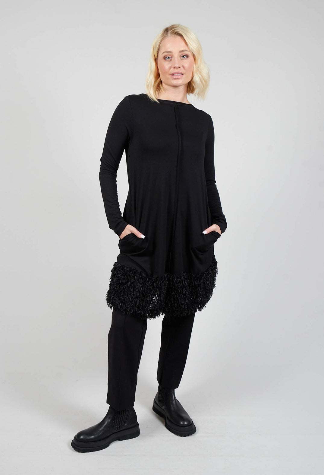 Bajo Tunic with Textured Trim in Black