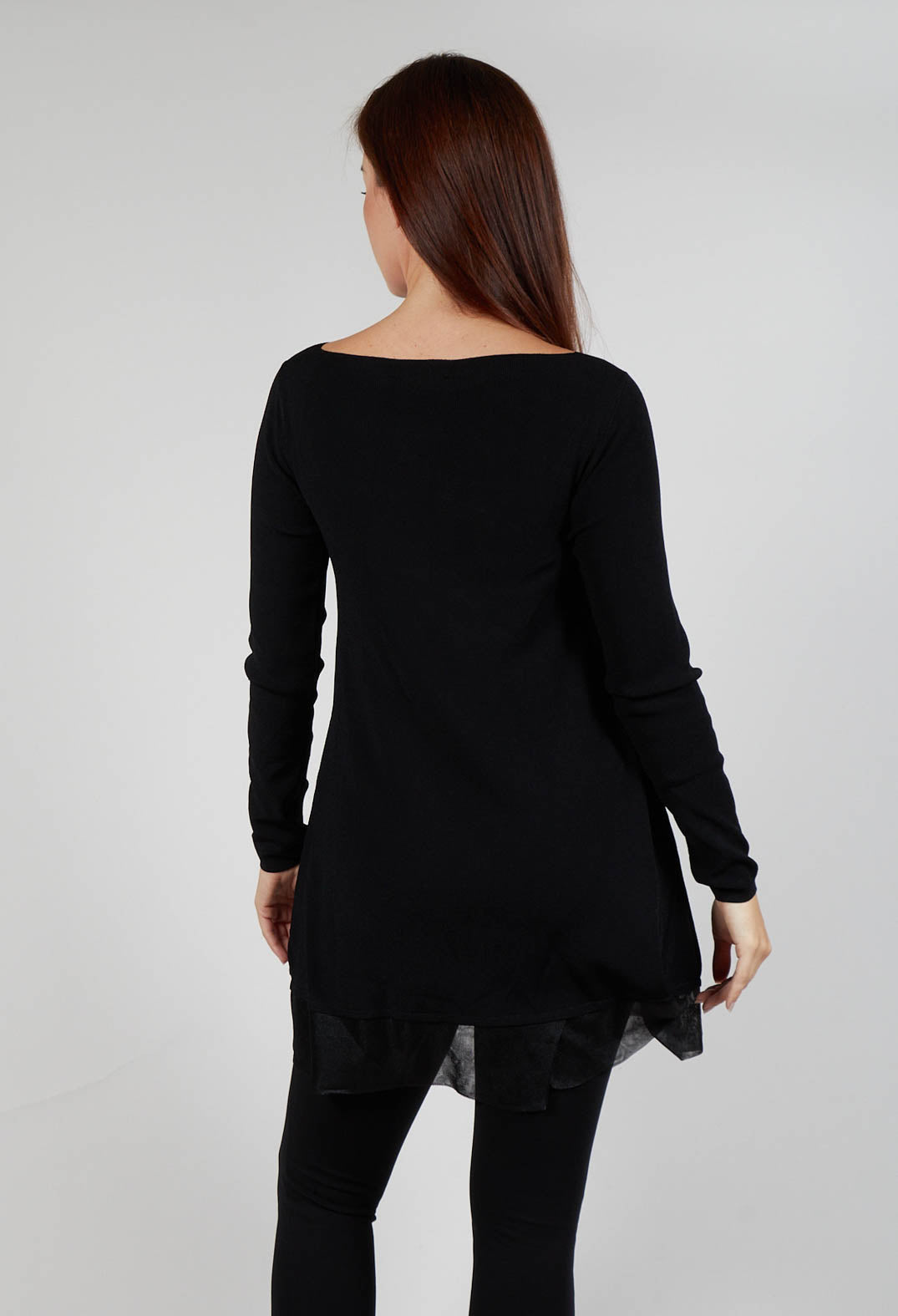 A-Line Tunic Style dress with Sheer Hem in Black