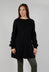 Knitted Flared Jumper Dress with Balloon Sleeves in Black