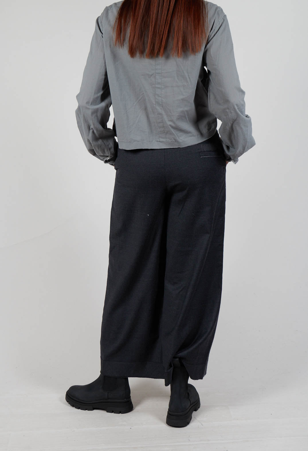 Tailored Trousers with Stitching in Dark Grey