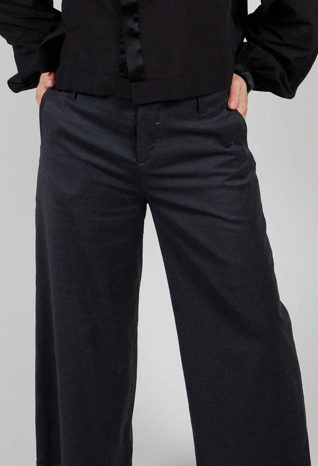 Tailored Trousers with Stitching in Dark Grey