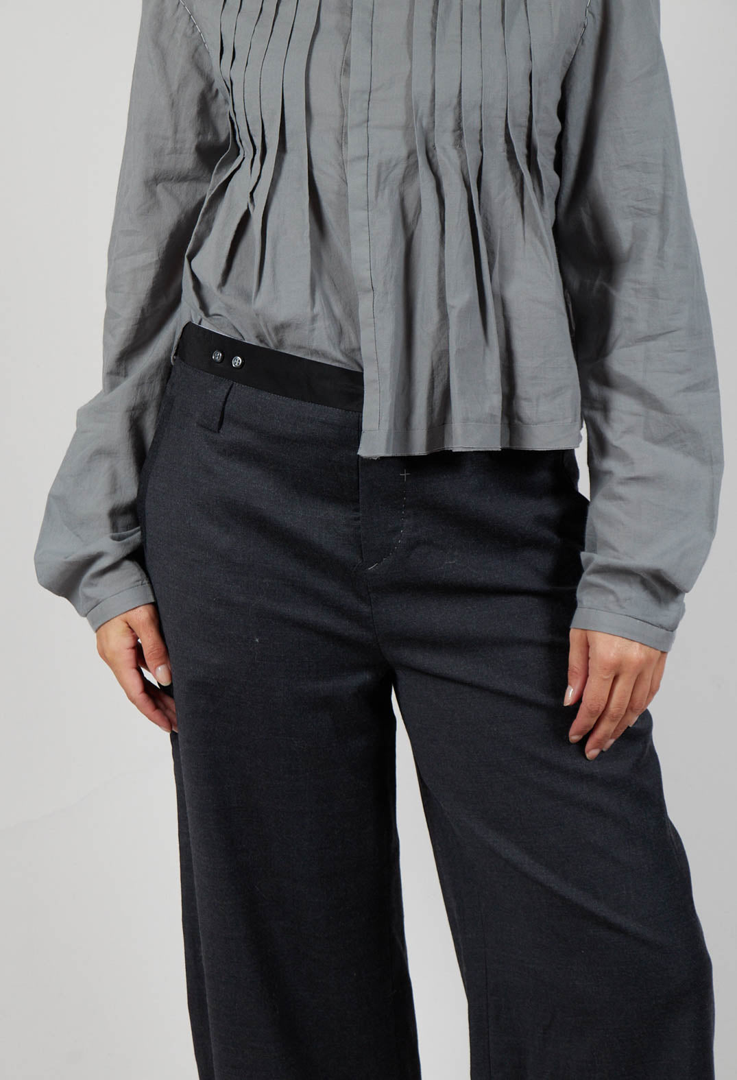 Tailored Trousers with Stitching in Dark Grey