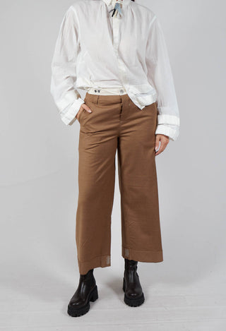 Tailored Trousers with Stitching in Dark Mustard