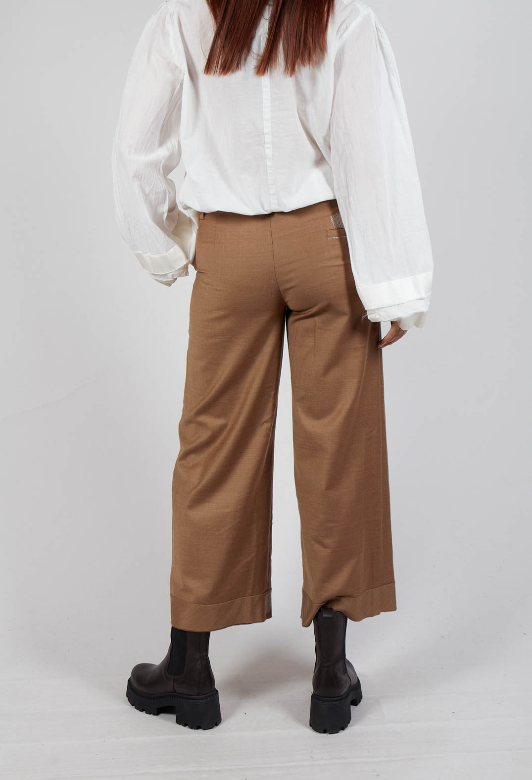 Tailored Trousers with Stitching in Dark Mustard