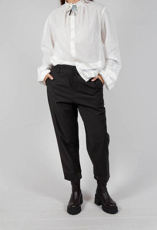 Tailored Trousers with Wide Leg in Dark Grey