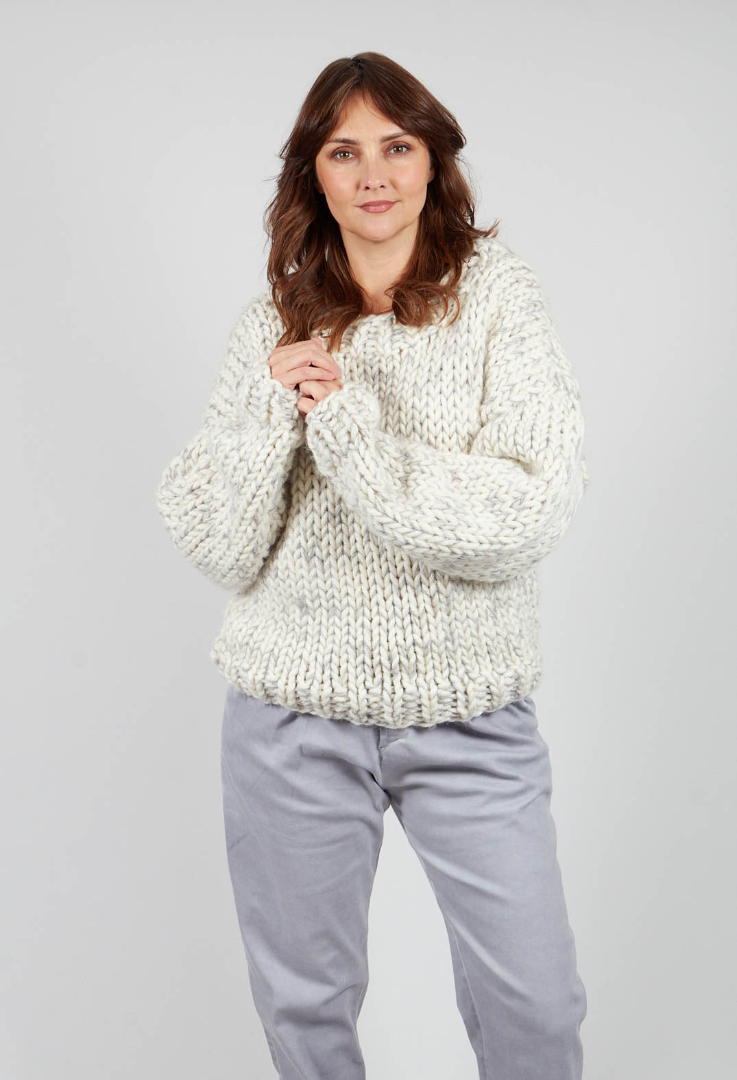 Cream and Grey Chunky Knit Jumper