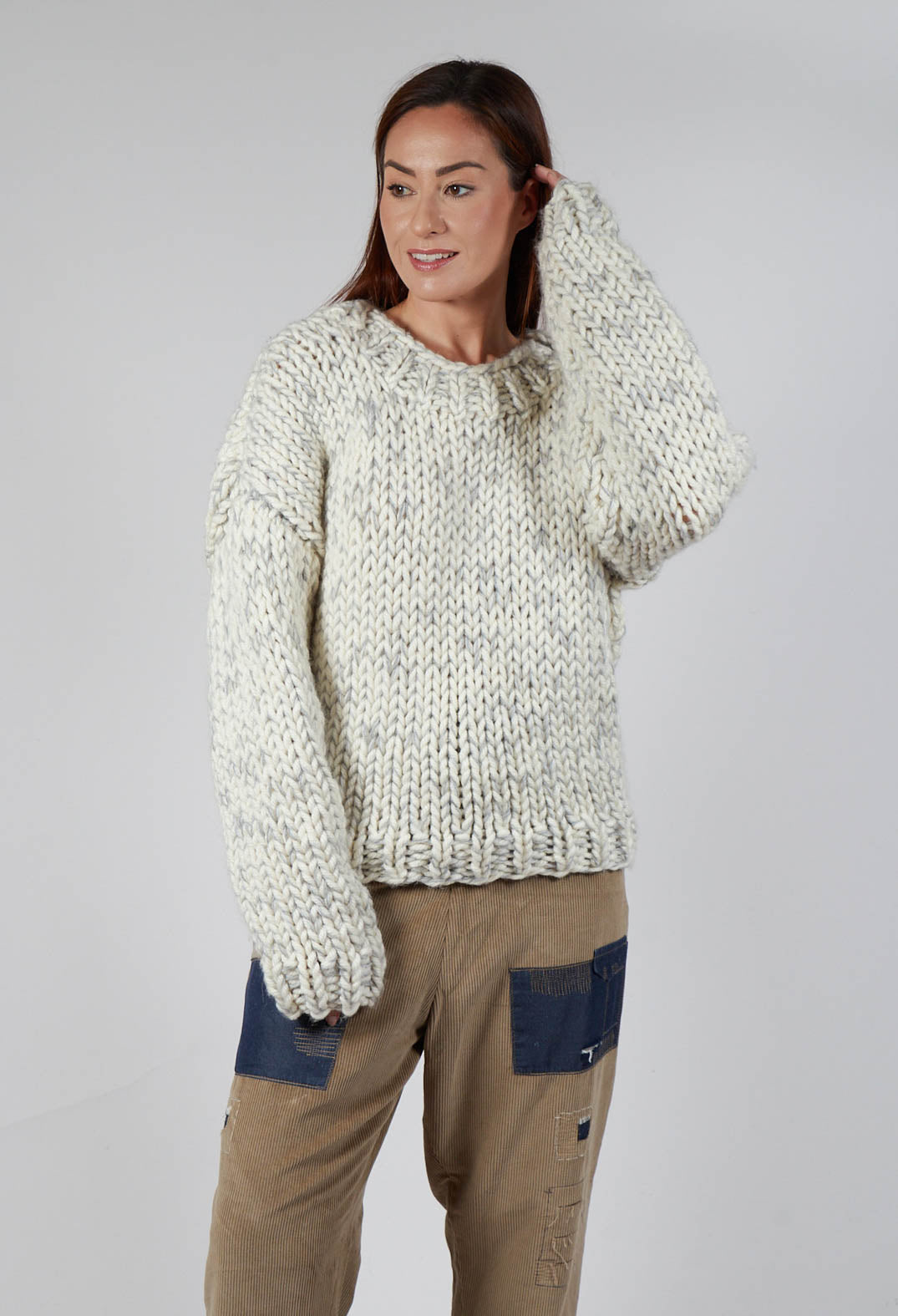 Cream and Grey Chunky Knit Jumper