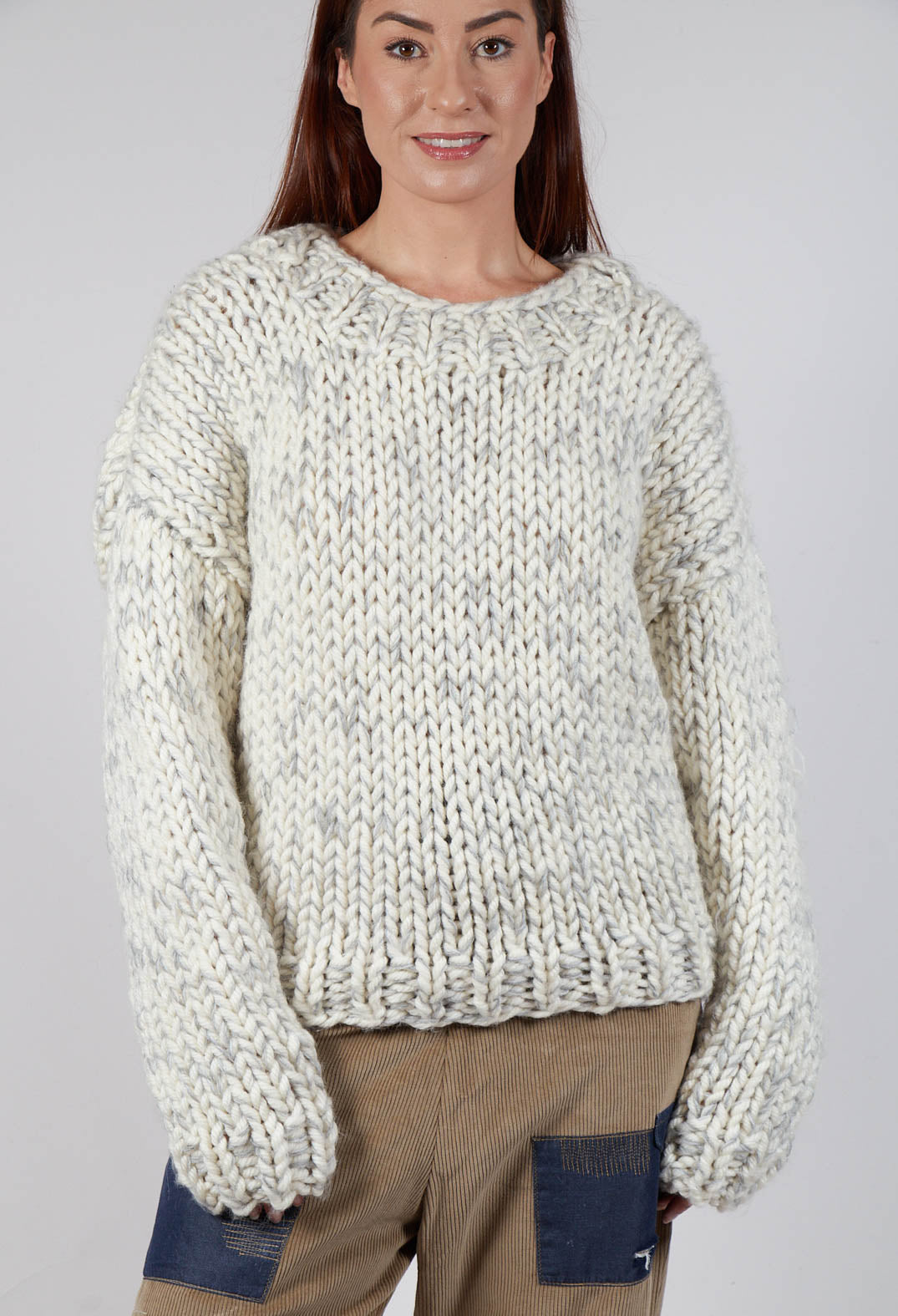 Cream and Grey Chunky Knit Jumper