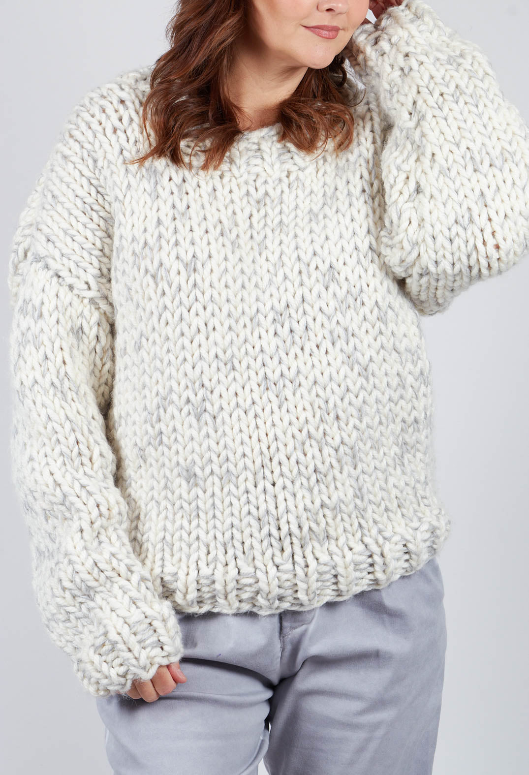 Cream and Grey Chunky Knit Jumper