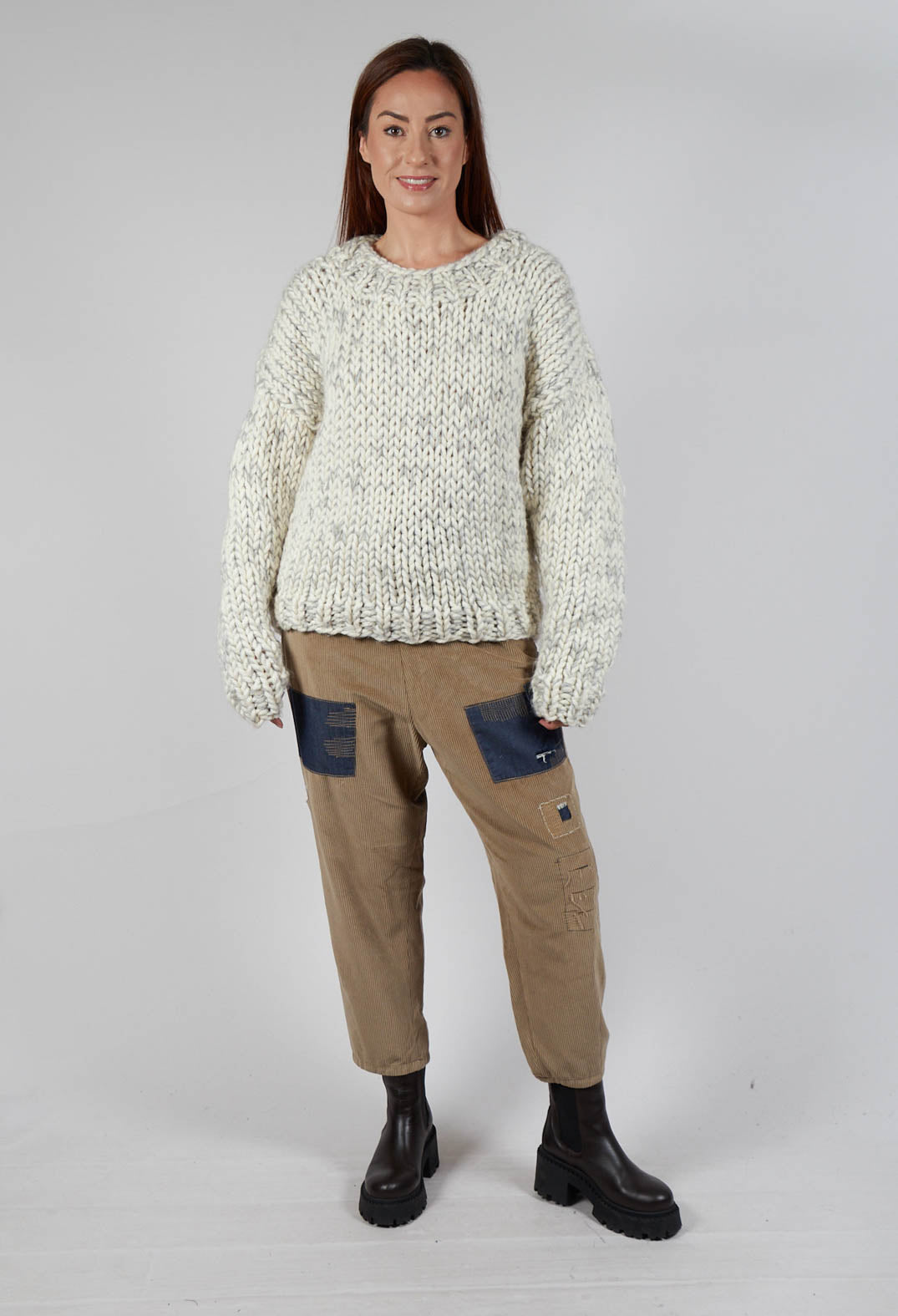 Cream and Grey Chunky Knit Jumper