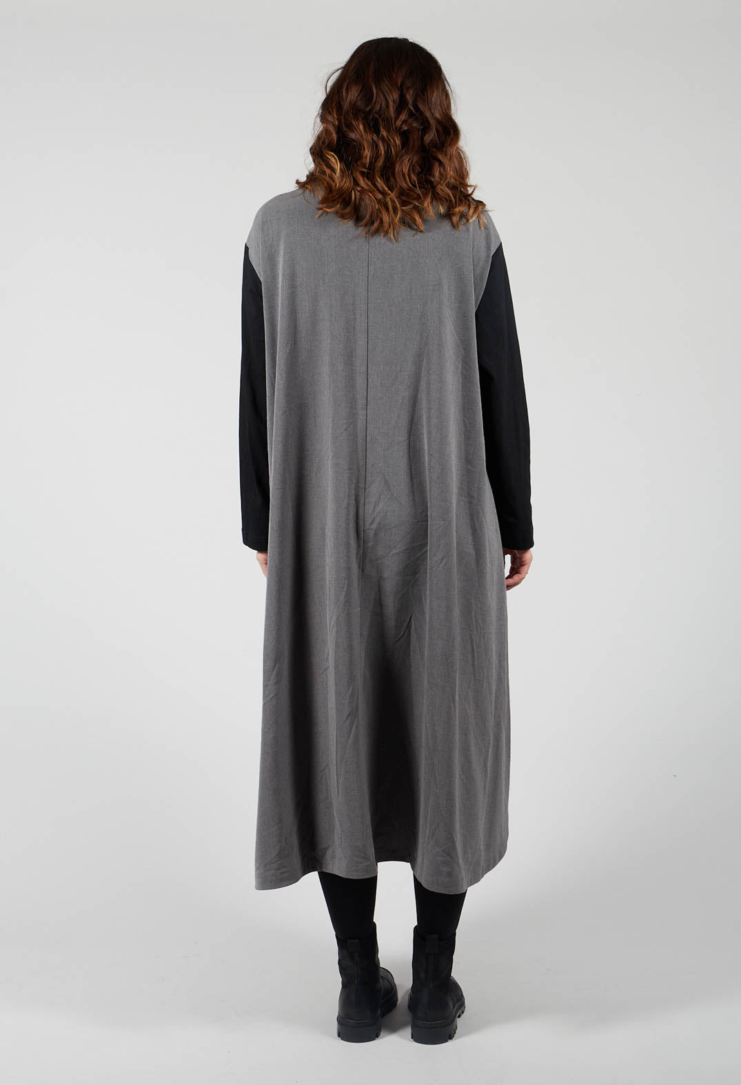 Shift Dress with Contrast Sleeve in Grey