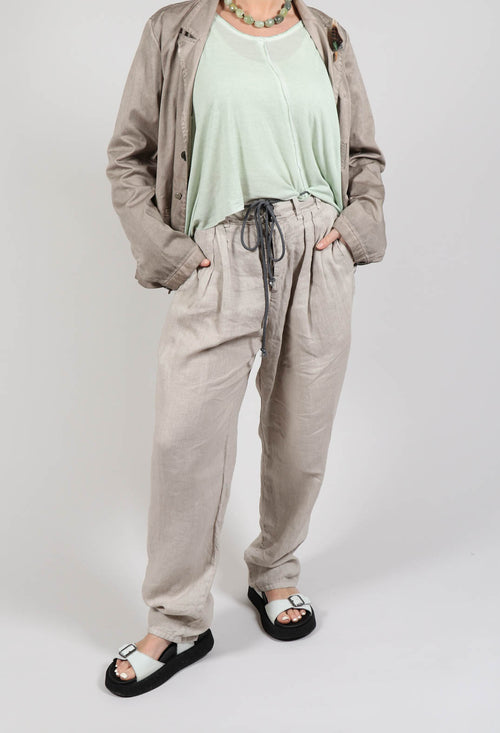 Vintage Look Linen Trousers in Original Beige