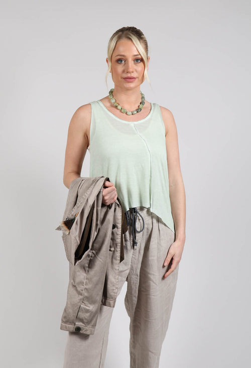 Cropped Jersey Vest Top in Mint