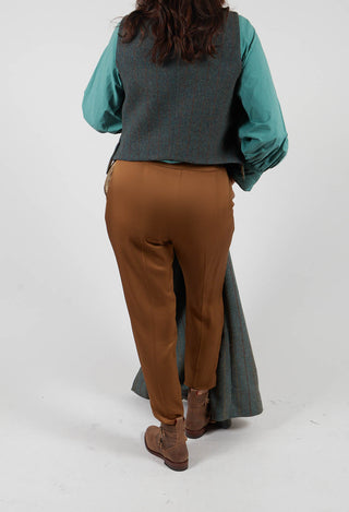 Straight Leg Pleated Trousers in Rust