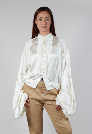 Satin Silk Blouse in Off White